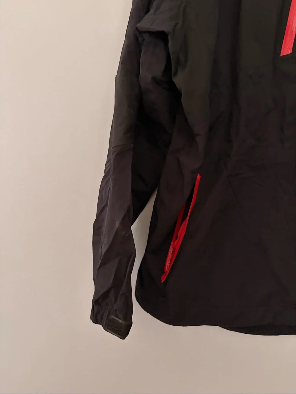 Men's Black Windbreaker Jacket with Red Zip Accents